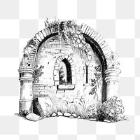 Vintage hand drawn ruin transparent png