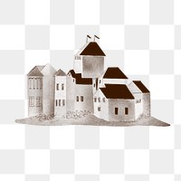 Chillon Castle vintage illustration transparent png