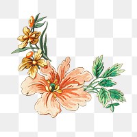 Vintage blooming orange flower design element