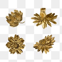 Vintage gold blooming flower set