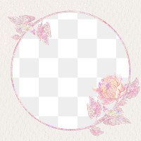 Vintage holographic floral frame design element