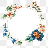 Vintage floral round frame design element