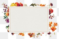 Colorful flower frame on a watercolor textured background