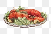 Vintage cooked lobster with vegetables design element