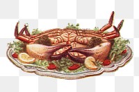 Vintage cooked crab with vegetables design element