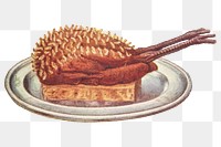 Vintage larded guinea fowl dish design element