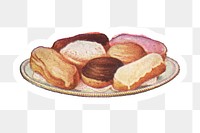 Hand drawn assorted eclairs sticker with white border