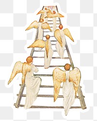 Vintage allegory illustration sticker with white border