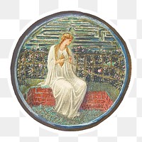 Vintage allegory illustration sticker with white border