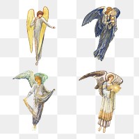 Vintage angels illustration design element set