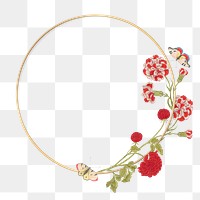 Png vintage flower gold frame, remixed from the 18th-century artworks from the Smithsonian archive.