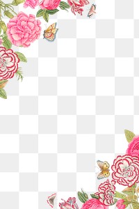 Vintage flower png frame, remixed from the 18th-century artworks from the Smithsonian archive.