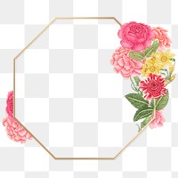 Png vintage flower gold frame, remixed from the 18th-century artworks from the Smithsonian archive.