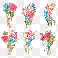 Vintage bouquet png illustration, remixed from the 18th-century artworks from the Smithsonian archive.