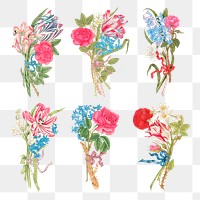 Vintage bouquet png illustration, remixed from the 18th-century artworks from the Smithsonian archive.