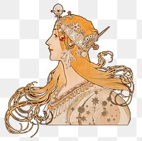 Art nouveau zodiac woman png illustration, remixed from the artworks of <a href="https://www.rawpixel.com/search/Alphonse%20Maria%20Mucha?sort=curated&amp;page=1">Alphonse Maria Mucha</a>