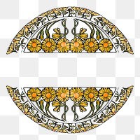Art nouveau flower badge pattern png, remixed from the artworks of Alphonse Maria Mucha