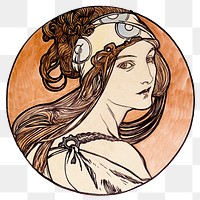 3Art nouveau png woman, remixed from the artworks of Alphonse Maria Mucha