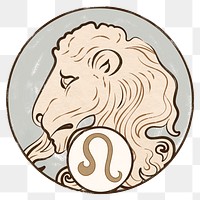 Art nouveau leo zodiac sign png, remixed from the artworks of <a href="https://www.rawpixel.com/search/Alphonse%20Maria%20Mucha?sort=curated&amp;page=1">Alphonse Maria Mucha</a>