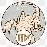 Art nouveau scorpio zodiac sign png, remixed from the artworks of Alphonse Maria Mucha