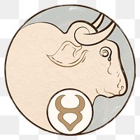 Art nouveau taurus zodiac sign png, remixed from the artworks of <a href="https://www.rawpixel.com/search/Alphonse%20Maria%20Mucha?sort=curated&amp;page=1">Alphonse Maria Mucha</a>
