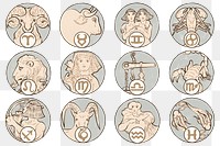 Art nouveau 12 zodiac signs png, remixed from the artworks of <a href="https://www.rawpixel.com/search/Alphonse%20Maria%20Mucha?sort=curated&amp;page=1">Alphonse Maria Mucha</a>