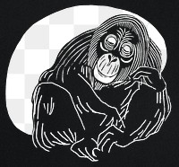 Vintage orangutan animal png art print, remix from artworks by Samuel Jessurun de Mesquita