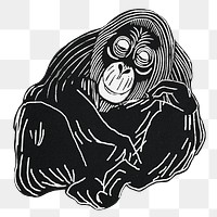 Vintage orangutan animal png art print, remix from artworks by Samuel Jessurun de Mesquita