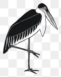 Vintage png marabou stork animal art print, remix from artworks by Samuel Jessurun de Mesquita