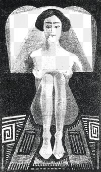 Vintage nude woman png art print, remix from artworks by Samuel Jessurun de Mesquita