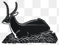 Vintage waterbuck png animal art print, remix from artworks by Samuel Jessurun de Mesquita