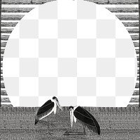 Vintage marabou stork png frame animal art print, remix from artworks by Samuel Jessurun de Mesquita