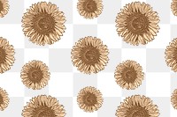 Vintage sunflower png patterned background illustration, remix from artworks by Samuel Jessurun de Mesquita