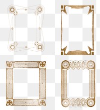 Vintage gold glitter frame png set, remix from artworks by Samuel Jessurun de Mesquita