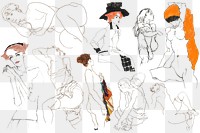 Vintage woman png illustration set remixed from the artworks of Egon Schiele.