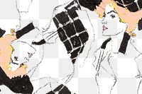 Vintage painted women png background remixed from the artworks of Egon Schiele.
