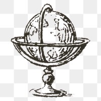 Vintage png globe engraving hand drawn illustration