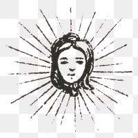 Vintage png line woman icon drawing