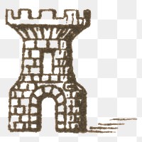 Classic png fortress icon vintage illustration