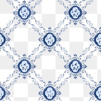 Blue and white png vintage floral background image