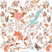 Png blooming flowers pattern background vintage style