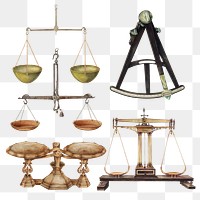 Antique png measurement tools design element set, remixed from public domain collection