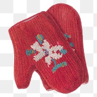 Vintage Christmas mittens png, remix from artwork by Archie Thompson