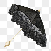 Black parasol png vintage illustration, remixed from artwork by Peter Connin