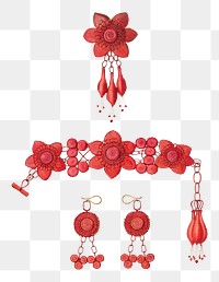 Vintage red jewelry png, remix from artwork by William High