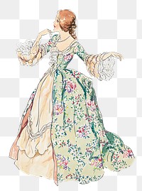 Woman png in floral dress, remixed from artworks by Lillian Causey