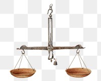 Vintage balance scales png illustration, remixed from the artwork by William Kieckhofel