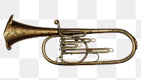 Vintage baritone horn png illustration, remixed from the artwork by Edward L. Loper