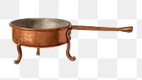 Vintage copper skillet png illustration, remixed from the artwork by Bisby Finley