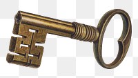 Vintage brass key png illustration, remixed from the artwork by D.J. Grant